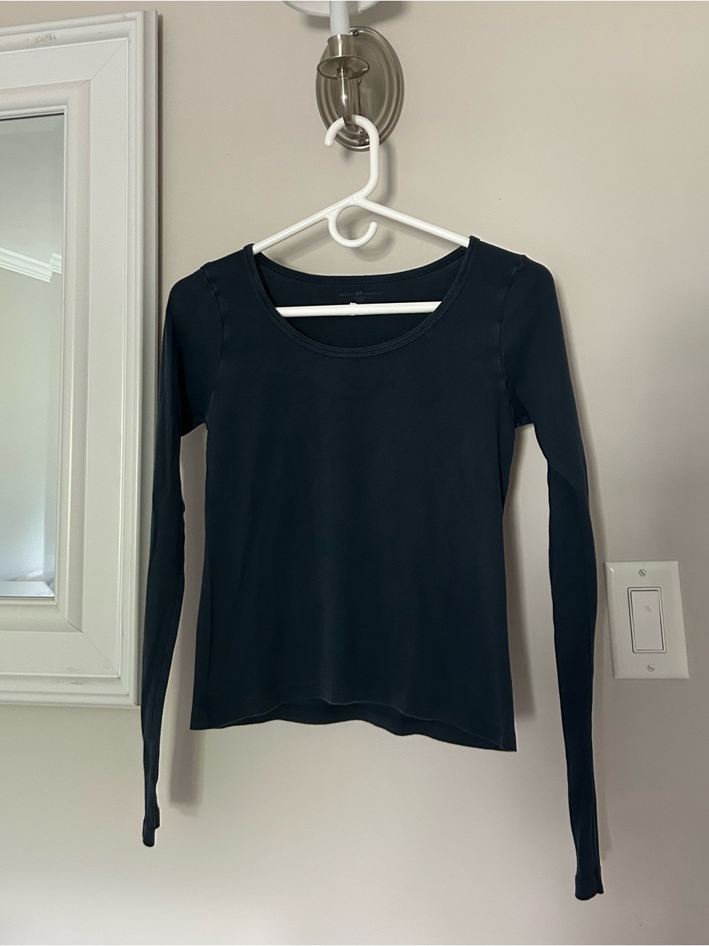 Zelly Scoopneck Navy Long Sleeve Top